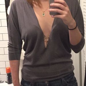 Grey deep V sweater